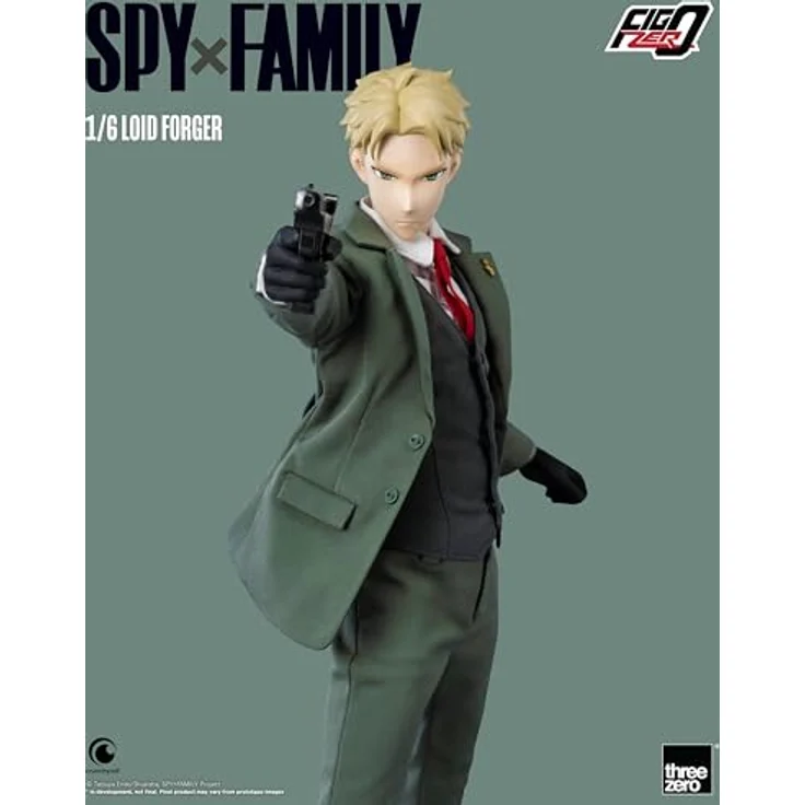 threezero Spy x Family FigZero Loid Forger Actionfigur, 1:6 Maßstab mit 32 Gelenkpunkten und maßgeschneidertem Outfit, Zubehör inklusive Pistole und austauschbaren Frontplatten – Bild 4