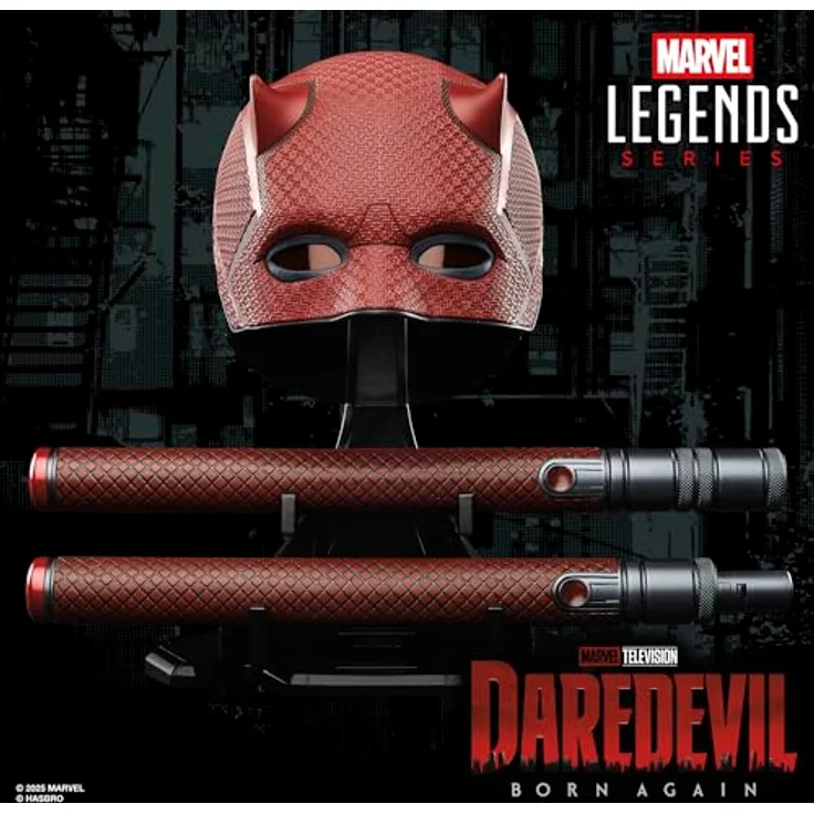 Marvel Legends Series Daredevil: Born Again Premium Rollenspielmaske und Schlagstock, 1:1 Skala mit roter Textur und Augenlinsen, inkl. Ständer zum Ausstellen – Bild 4