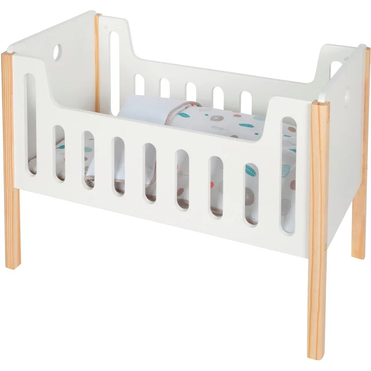 Small Foot Puppenbett Little Button, aus Holz, skandinavisches Design, für Puppen bis 46 cm, genderneutral, ergonomisch