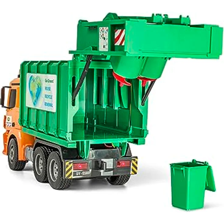 Carson 500907672 1:20 MB Arocs Müllwagen 100% RTR - 100% fahrfertig, Spielzeug LKW, Spielzeugauto, Ferngesteuerter Müllwagen, für Kinder ab 8 Jahren, Fahrzeit ca. 30 min, grün – Bild 3
