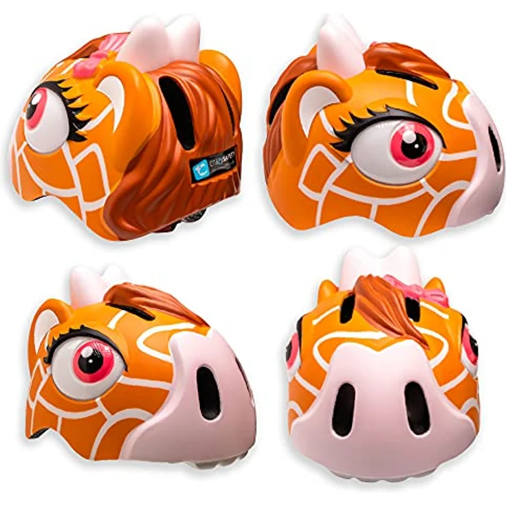 Crazy Safety Animal Kinderhelm, verstellbar mit LED-Sicherheitslicht, Kinnkissen, abnehmbare Innenpolster, rot – Bild 2
