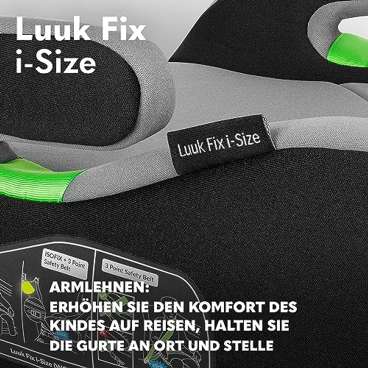 lionelo Kindersitzerhöhung LUUK FIX I-SIZE, ISOFIX, Maschinenwaschbar, 22-36 kg, 125-150 cm, (Set) – Bild 3