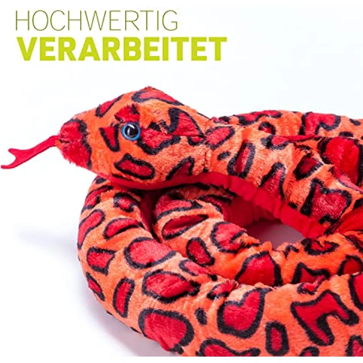 Home-Flair Plüschtier Schlange, 250 cm Zugluftstopper in Rot, sehr weich und hochwertig verarbeitet – Bild 4
