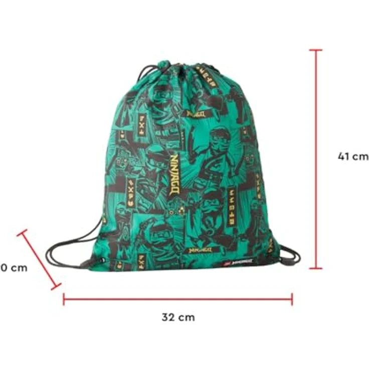 SKANDO BAGS Lego® - Jungen Easy Schulranzenset 3tlg. - NINJAGO®, Green 2023 - Mit Turnbeutel, Federmäppchen (inkl. Aller nötigen Schreibutensilien) - Leichtgewicht und hoher Komfort – Bild 3