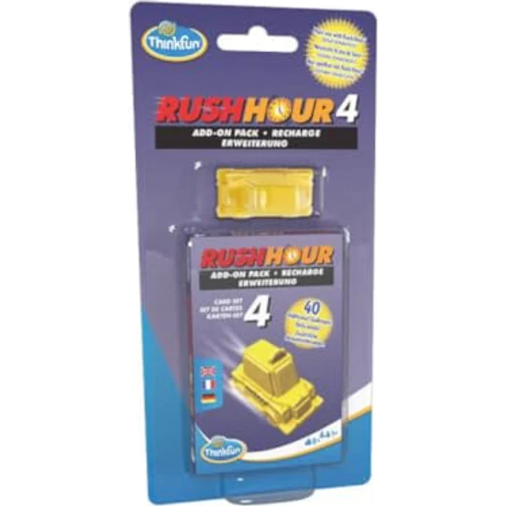 Gomazing ThinkFun - Rush Hour 3 & 4 Add-on Pack Erweiterungen Neue Aufgaben, Brettspiel förderndes strategisches Denken, 3 Sprachen, ab 8 Jahren geeignet – Bild 5