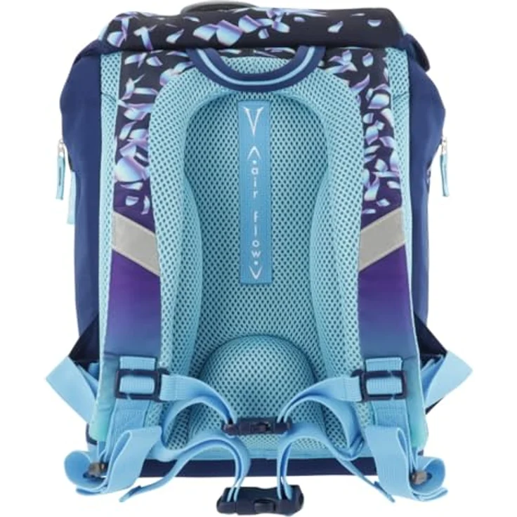 Herlitz Grundschulrucksack SoftLight Plus, Greenline Blue Ice, ergonomisch, 18 Liter, befüllt mit 16-teiligem Etui, Sportbeutel und Brotdose – Bild 4