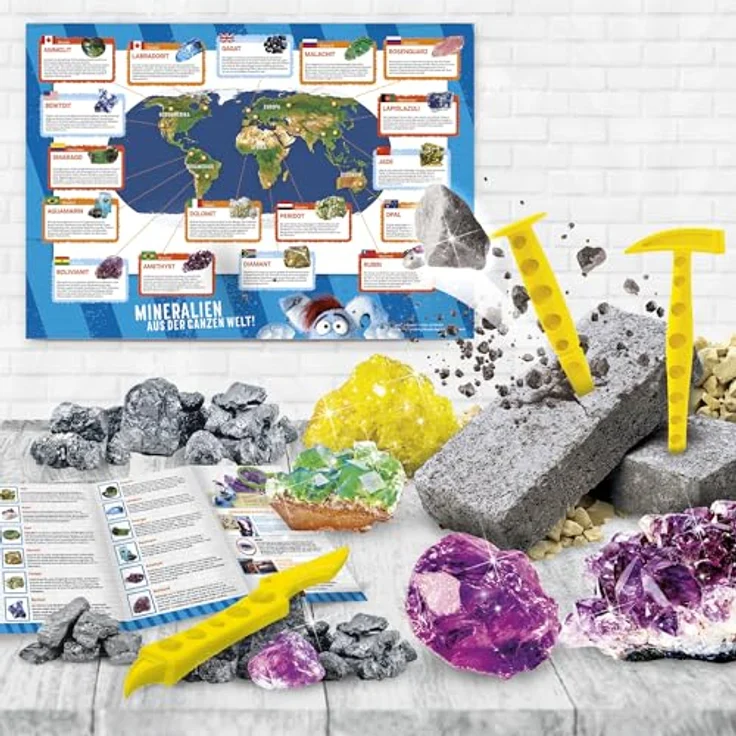 Liscianigiochi WOOZLE GOOZLE Edelsteine Aus Aller Welt, Experimentierkasten für Kinder ab 7 Jahren mit echten Mineralien, inkl. Bestimmungs-Poster und Grabwerkzeugen – Bild 2