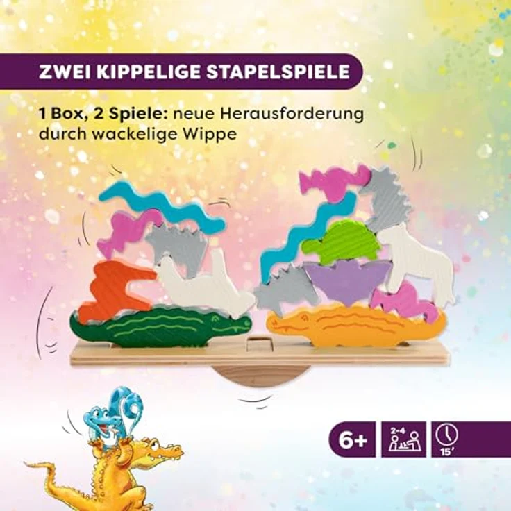 Haba Tier auf Tier Deluxe, Brettspiel mit wackeligen Tierpyramiden für Geschicklichkeitsspieler – Bild 3