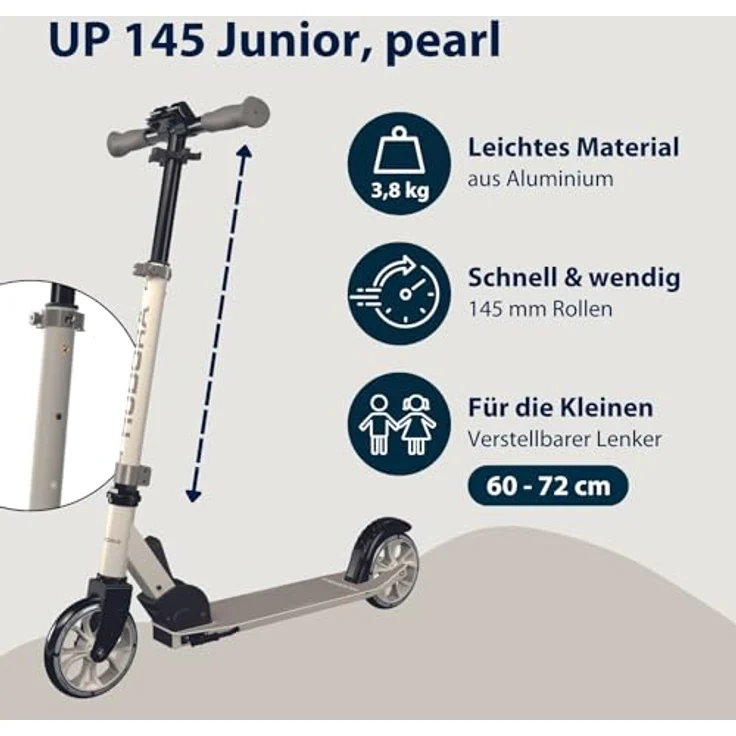 HUDORA Scooter Up 145 Junior - pearl - Kinder Roller ab 3 Jahre - City Roller mit 145 mm Rollen - bis 60 kg – Bild 2