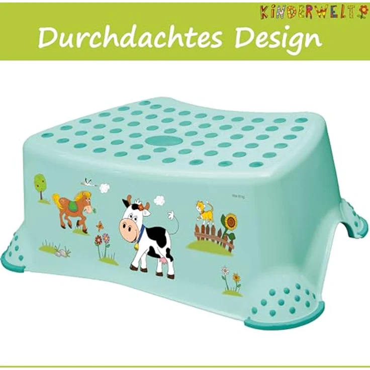 2er Set: Funny Farm aquamarin Kinder-Toilettensitz + Tritthocker Toilettentrainer mit Anti-Rutsch-Funktion – Bild 6