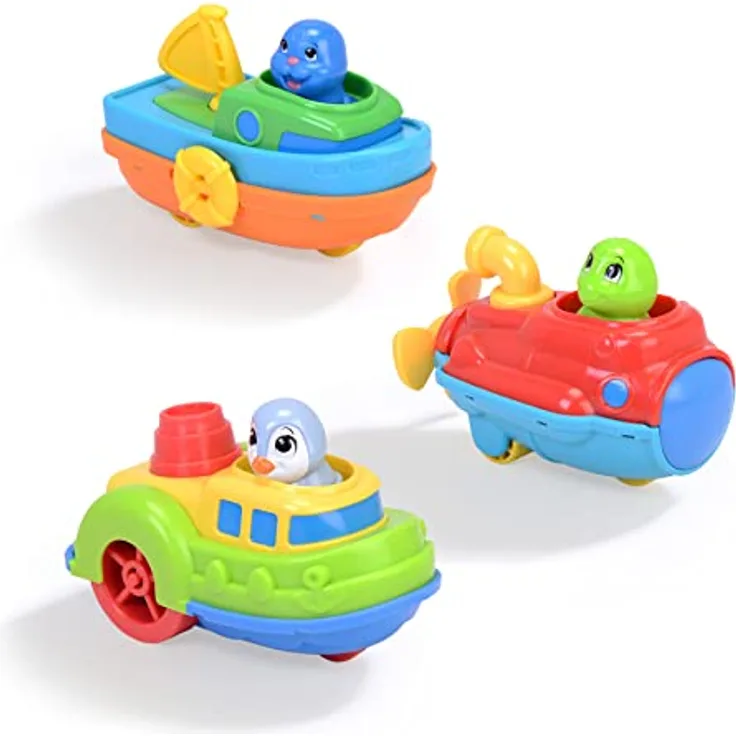 Dickie Toys ABC - Wasserspielzeug Ocean Team – eins von DREI verschiedenen Spielzeugbooten mit Tierfigur, 14 cm, ab 12 Monate, schwimmendes Badespielzeug für Babys & Kinder ab 1 Jahr