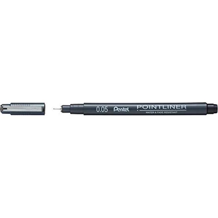 Pentel Pointliner Fineliner-Set schwarz, 5 Spitzenbreiten von 0,05 bis 0,8 mm, wasserfest, ideal zum Zeichnen und Schreiben – Bild 2