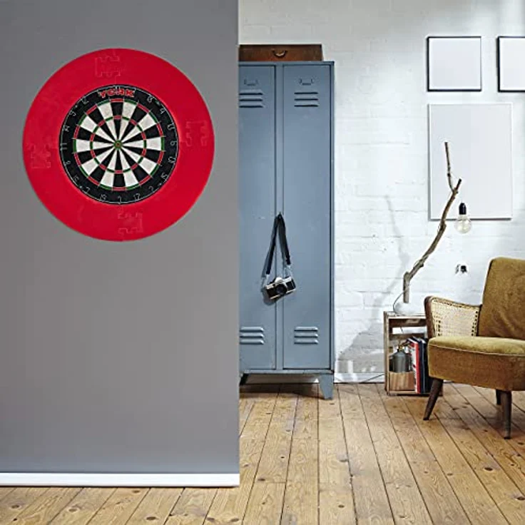 Relaxdays Dart Catchring R7, 4-teilig, Schutzring für 45 cm Dartscheibe, stabiler Wandschutz aus EVA, Gesamtdurchmesser 72 cm, rot – Bild 2