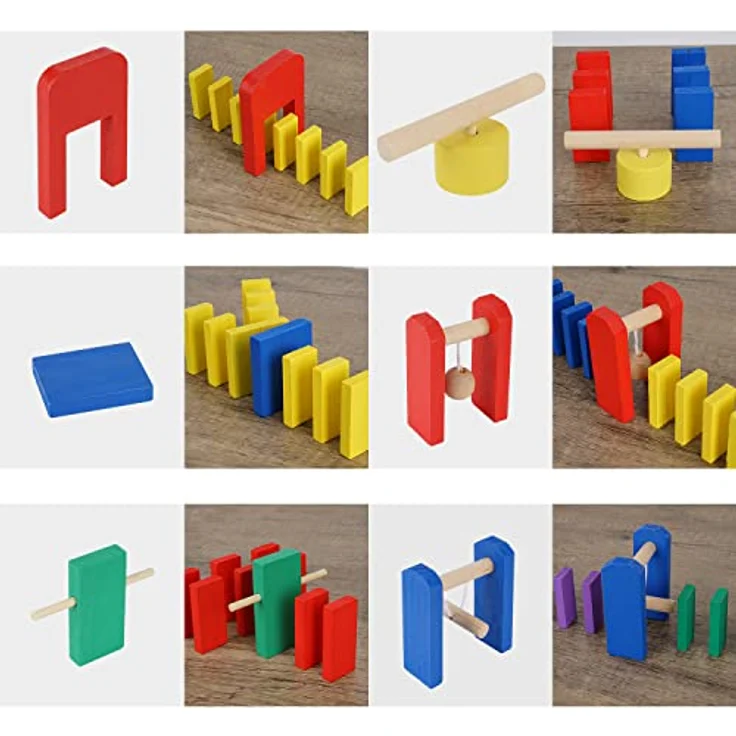 calmado - Domino Spiel 1000 teilig Dominosteine aus Holz, Spielzeug ab 3 Jahre - Bausätze für Kinder - Domino Giga Edition im Set + Tasche + Anleitung + Accessoires – Bild 3
