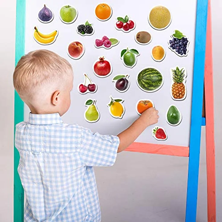 Magdum 50 OBST & BEEREN & GEMÜSE FOTO Magnete Kinder für magnettafel - Magnet spielzeug kinder - Kühlschrankmagnete Kinder - Kühlschrank Magnete set Kinder -Spielzeug ab 3 jahre -Lernspiele ab 3 jahre – Bild 8