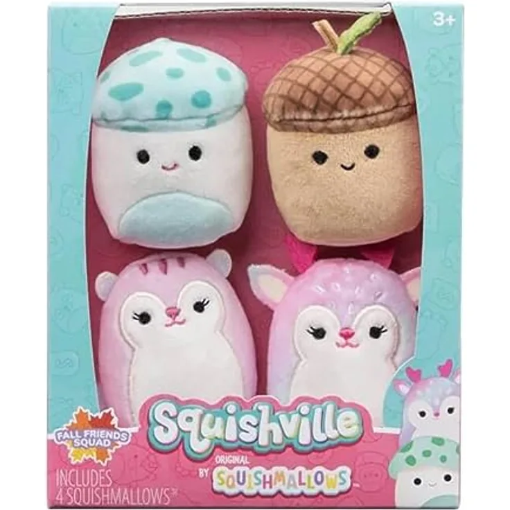 Squishville SQM0470-4er Pack Herbstfreunde Squad, superweiche Mini-Squishmallows, 5cm Plüschfiguren