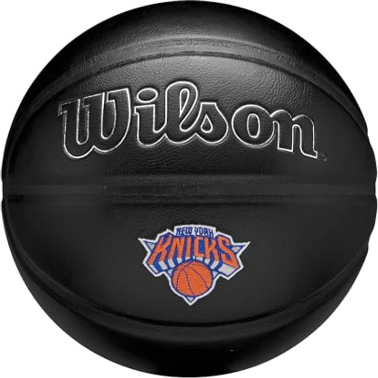 Wilson NBA Team Premiere Basketball, New York Knicks Design mit strukturiertem Schlangenhaut-Finish, Farbe: Schwarz, Größe: 7 – Bild 1