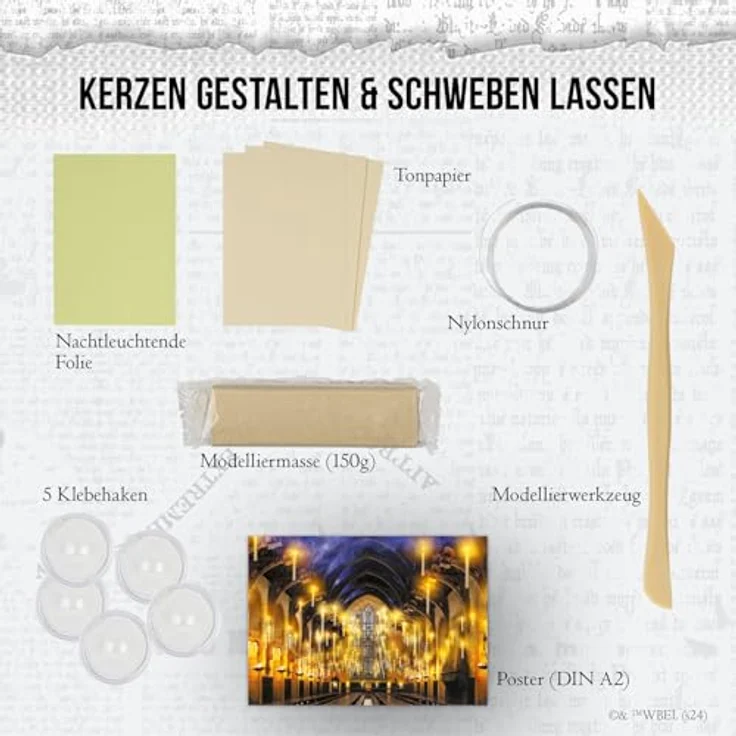 Kosmos Kreativset AllesKönnerKiste Harry Potter, Schwebende Kerzen DIY-Bastelset mit nachtleuchtender Folie und Modelliermasse, für Kinder von 8-12 Jahren – Bild 3