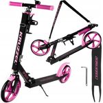 KRUZZEL Klappbarer Scooter für Kinder, Höhenverstellbar 87–98 cm, 200 mm Räder, Rosa, Aluminiumrahmen, mit Fußbremse und Flaschenhalter