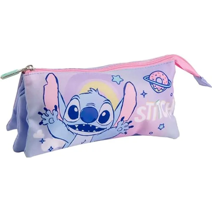 Lilo & Stitch Federmäppchen, 3 Fächer Schuletui & Stiftebox für Kinder, robustes Design