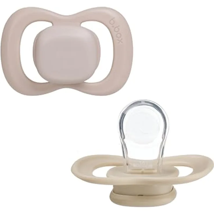 B.Box Silicone 6m+ Schnuller, Set mit 2 Beruhigungssaugern in Blush/Latte, kieferorthopädische Form, symmetrisch und atmungsaktiv