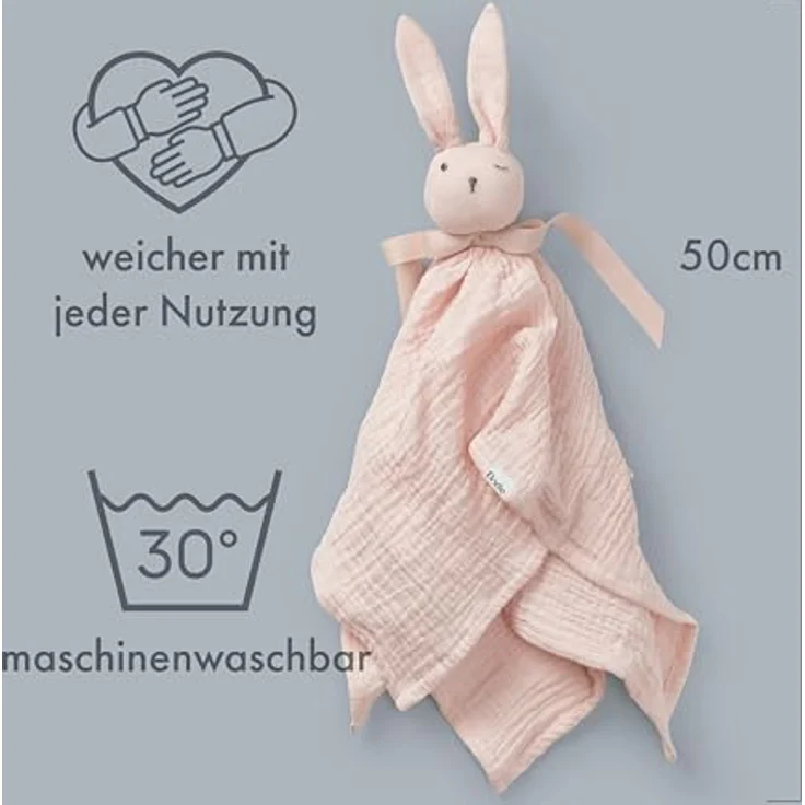 Elodie Details Schnuffeltuch, Baby Blinkie Schmusetuch aus 100% Öko-Tex Bio-Baumwolle - Extraweich, Waschbar und ideal für Babys & Kleinkinder - Mae Pink – Bild 2