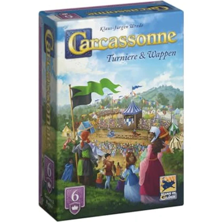 Hans im Glück Carcassonne – Turniere und Wappen (Auflage 2025), 6. Erweiterung für 2-6 Spieler, Familienspiel ab 7 Jahren, 50 Minuten Spieldauer, Deutsch – Bild 1