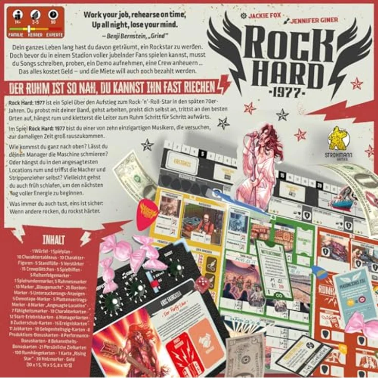 Strohmann Games Rock Hard: 1977 – Musik Brettspiel der 70er Jahre für 2-5 Spieler, Deutsch – Bild 3
