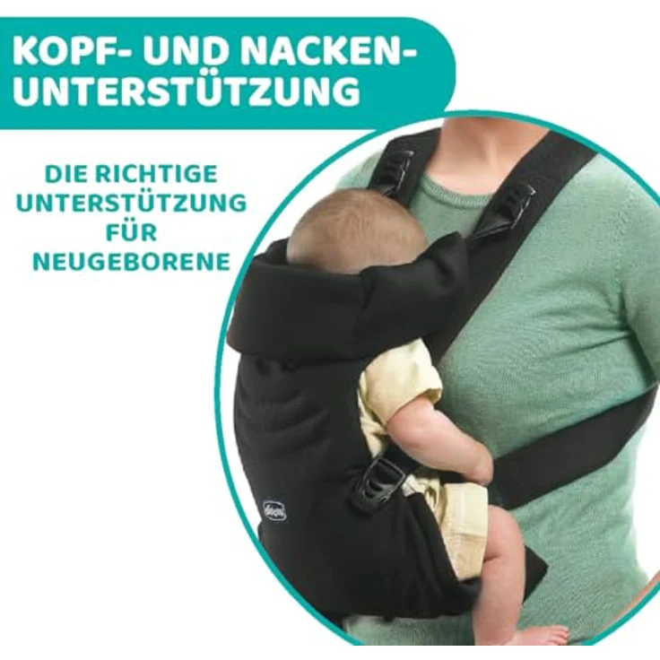Chicco Babytrage Easy Fit, ergonomische Bauchtrage für Neugeborene bis 9 kg, Schwarz – Bild 6