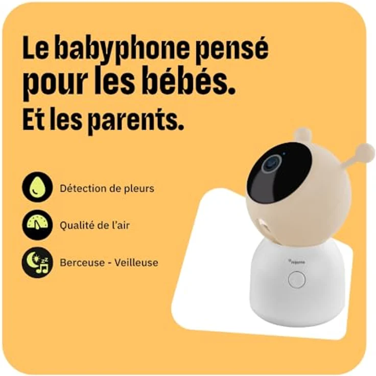 OMAJIN Smarte Babyphone-Kamera, 2K HD, Nachtsicht, Info bei Weinen, bidirektionales Audio, Schlaflieder u. -melodien, Nachtlicht, Feuchtigkeits- u. Temperatursensor, App-Steuerung, OBC-01 – Bild 2
