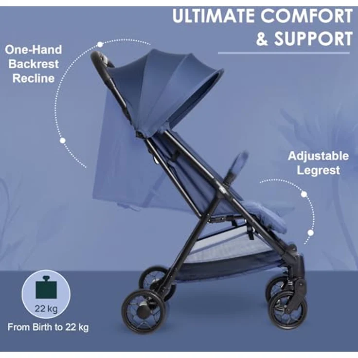 Chicco Buggy Urbino, Blau, Textil, Einhand-Faltmechanismus, 53x103x80 cm – Bild 5