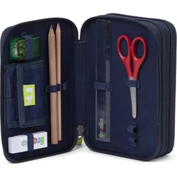 ergobag Maxi Mäppchen Set 40-Teilig, Lyra Bunt- und Filzstifte, Kleingeld Fach, Lineal, Schere RaumfahrBär - Dunkelblau – Bild 3