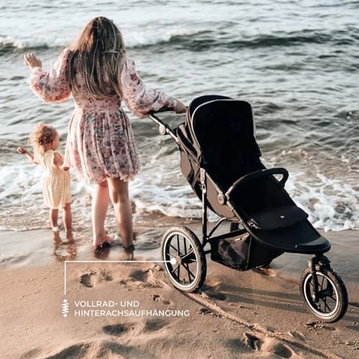 Kinderkraft HELSI 2, Buggy bis 27 kg mit Liegefunktion, großen Luftreifen und verstellbarem Elterngriff, grau – Bild 4