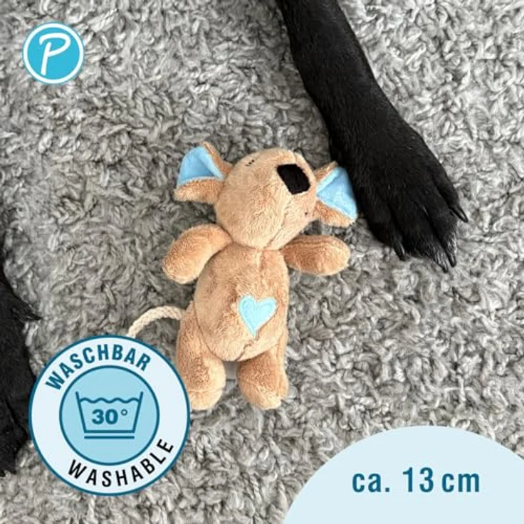PETLANDO Moodles Kuscheltier Ratte Rebecca, schadstofffreies Spielzeug für Hunde, 13 cm, ohne Quietscher – Bild 3