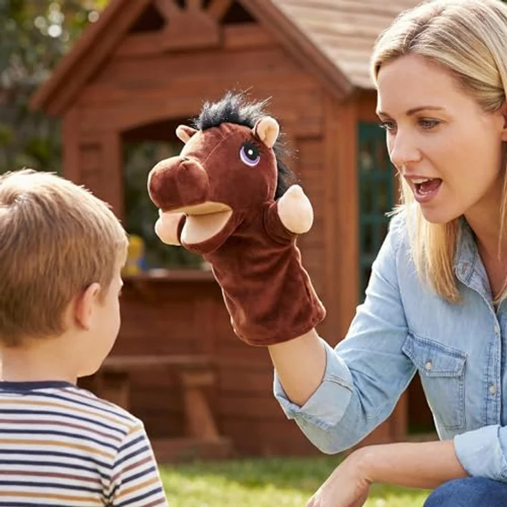 LOMTRATS Handpuppen Set, 5 tierische Puppen (Wolf, Tiger, Löwe, Affe) mit beweglichen Mündern, ideal für Geschichtenerzählen und Vorschulerziehung – Bild 2