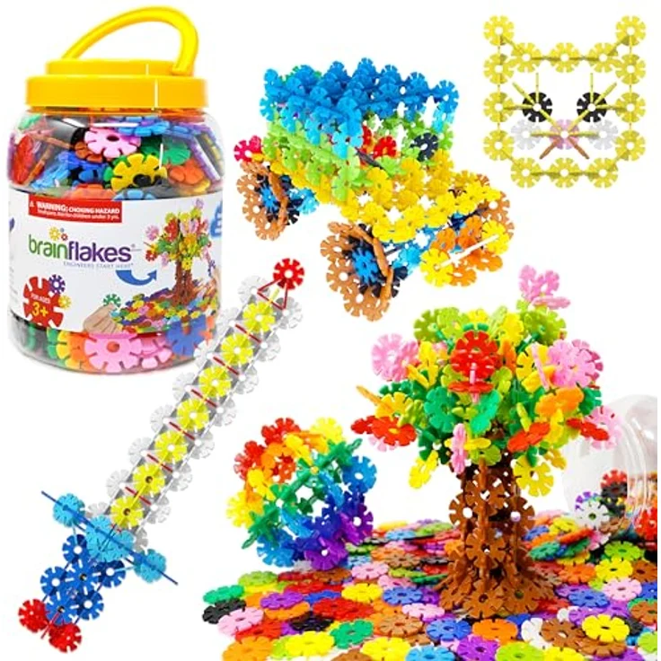 Brain Flakes 500er-Set, Ineinandergreifendes Kunststoff-Scheibenspielzeug für kreatives Bauen, Mint, ab 3 Jahren, ungiftig, inkl. Ideenheft und Online-Ressourcen – Bild 1