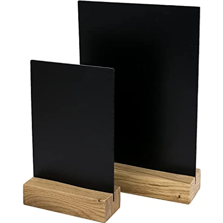 HMF Tischaufsteller Kreidetafel, DIN A5, schwarze DIY Deko mit Holzfuß, wiederverwendbar und stabil – Bild 6