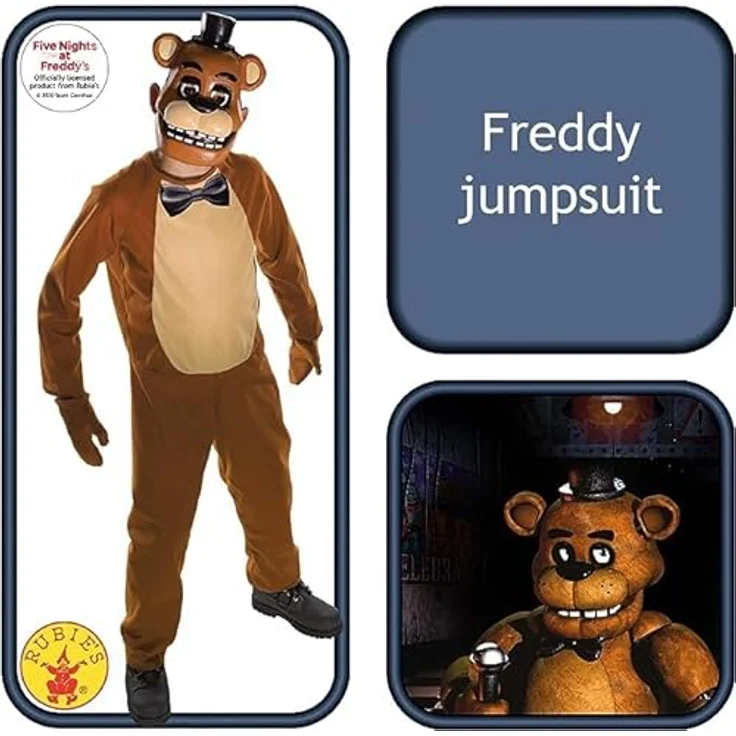 Rubie's Offizielles Five Nights at Freddy's Kinderkostüm Freddy, Overall mit Handschuhen und Maske, groß (8-10 Jahre) – Bild 3
