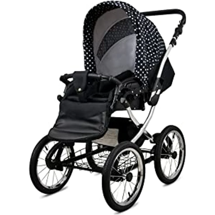 Babylux BabyLux ALU 2in1 Kinderwagen – 59x105x125cm – Max. 15kg – White Dots Silver Frame - Multifunktionaler Kinderwagen mit elegantem Design, Sicherheitsmerkmalen und praktischem Zubehör – Bild 3