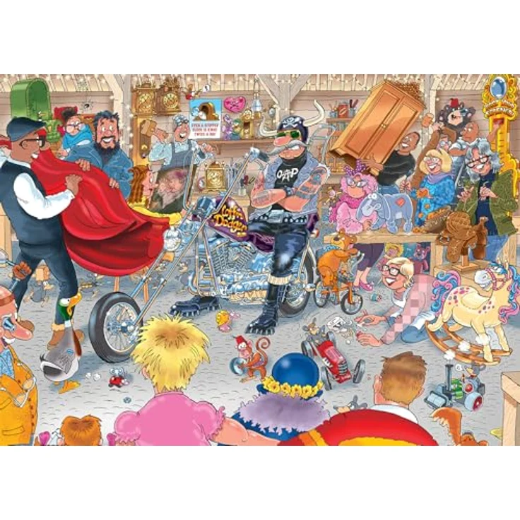 Wasgij Original 41 The Restore Store, Puzzle mit 1000 Teilen, nostalgisches Motorrad-Thema – Bild 4