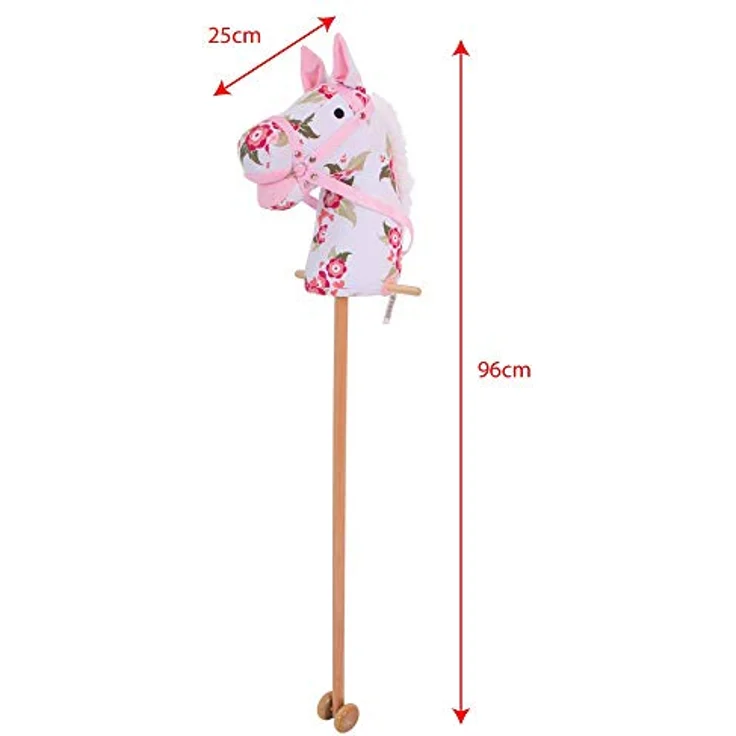Bigjigs Toys Steckenpferd, geblümt, Höhe 970mm, geeignet für 3+ Jahre, aus hochwertigen Werkstoffen – Bild 3