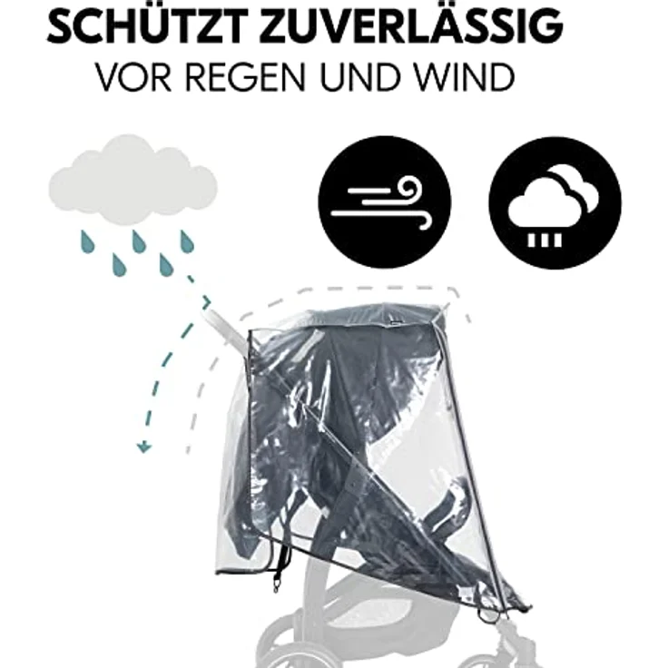 Hauck Universal Regenschutz Buggy Kinderwagen, Reflektierende Umrandung, Kontakt-Fenster, Gute Luftzirkulation, Einfache Befestigung, Kompatibel mit hauck Buggy, Transparent – Bild 4