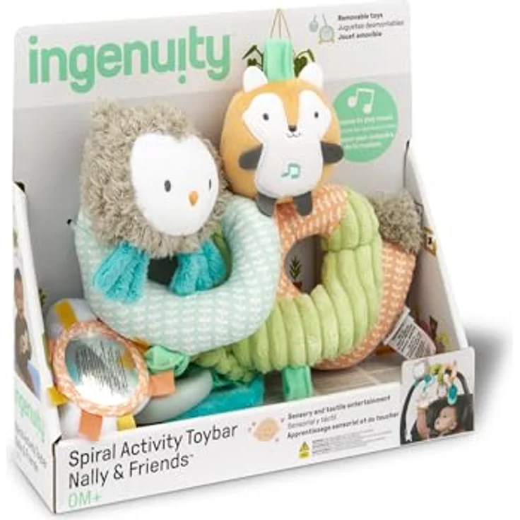 Ingenuity Nally & Freunde Spiralförmige Spielzeugstange - Abnehmbare Spielzeuge, BPA-freier Beißring, Silikon, mit verschiedenen Texturen – Bild 5