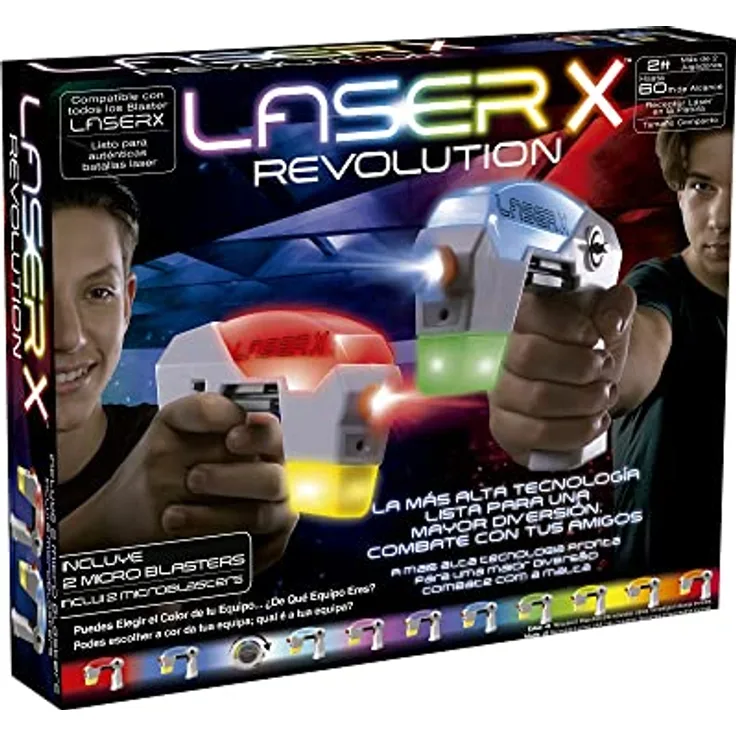 Bizak Laser X Micro B2 Blaster (62948168), Laser Tag Spielzeug für Kinder ab 6 Jahren, schießt bis zu 60 Meter, drinnen und draußen, Tag und Nacht, Offizielles Produkt von BIZAK in Spanien hergestellt