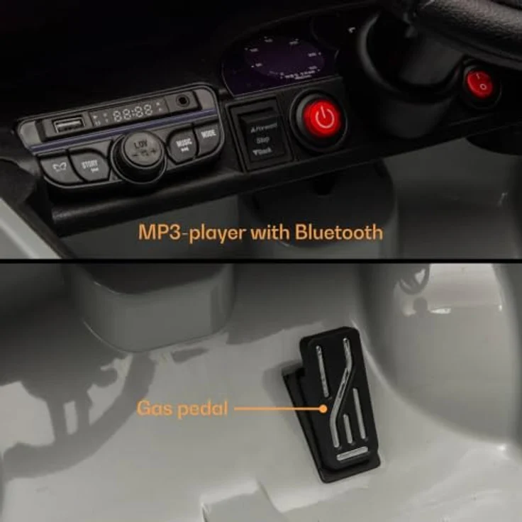 Vrooomy Porsche Macan Turbo Kinder Elektro Auto, 12V mit Fernbedienung, Soft-Start, EVA-Rädern und Bluetooth, Nardo Grau, für 1 bis 6 Jahre – Bild 7