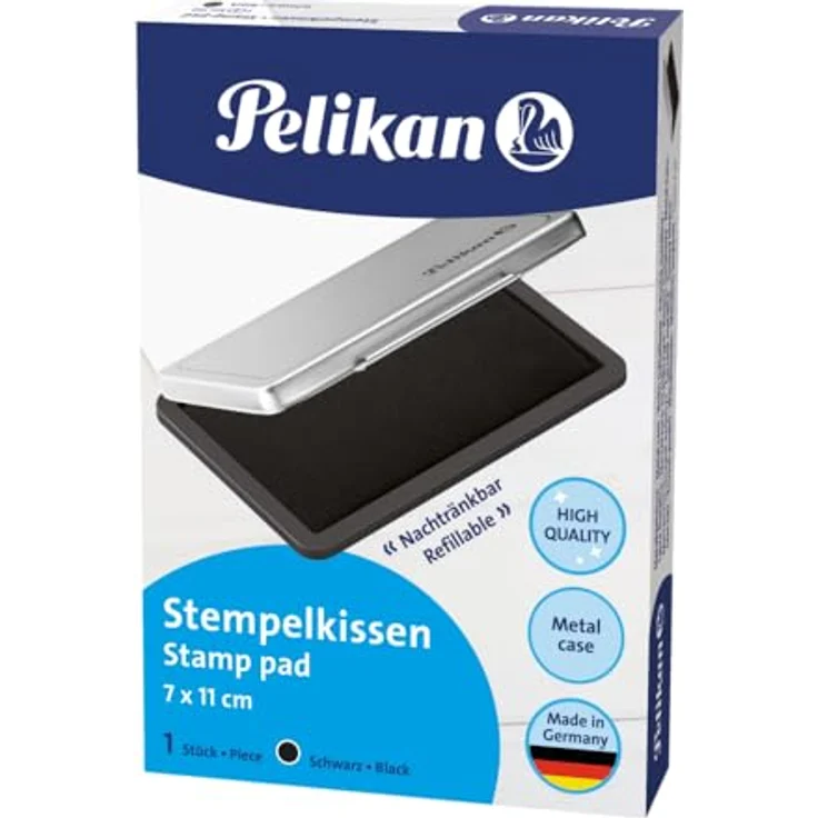 Pelikan Stempelkissen Nr. 2, schwarz, 11,0 x 7,0 cm, robustes Metallgehäuse, hochwertige Stempelfarbe – Bild 3