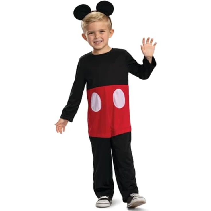 Disney Offizielles Klassisches Micky Maus Kostüm für Kinder, inklusive Stirnband, aus supersoftem Material, Größe L, perfekt für Weihnachten und Halloween – Bild 2