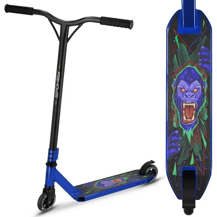 Spokey Ape Jr Stunt-Roller, Freestyle-Scooter aus anodisiertem Aluminium und Stahl mit SCS-Kompressionssystem und rutschfestem Deck, einzigartiges Design von Iza Dudzik