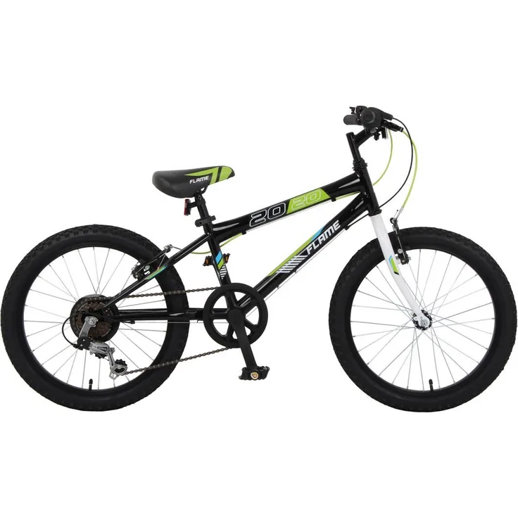 T&Y Trade Kinderfahrrad 20 Zoll Mountainbike Flame Grün, 6 Gang Shimano, Kettenschaltung