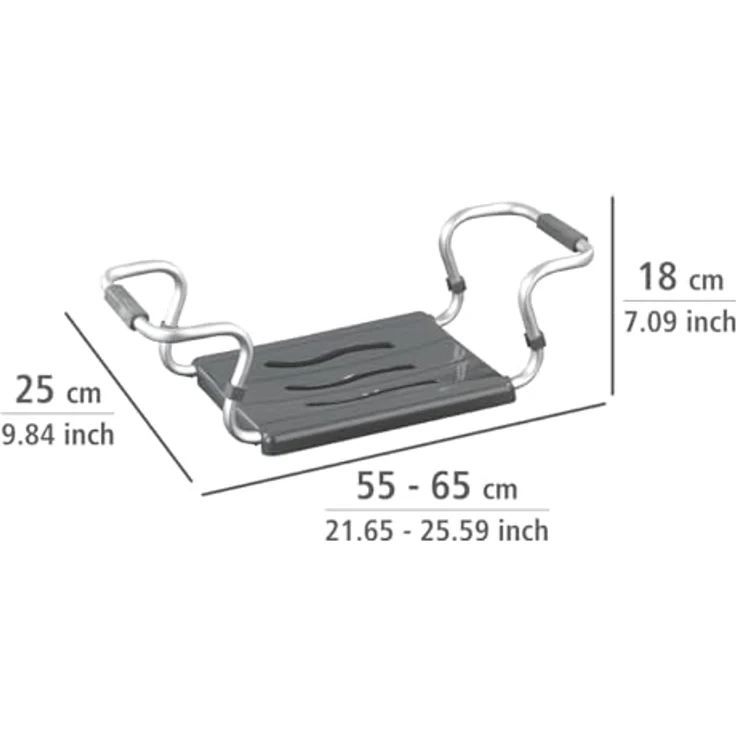 WENKO Badewannensitz Secura, belastbar bis 120 kg, silberfarben, verstellbare Breite – Bild 4